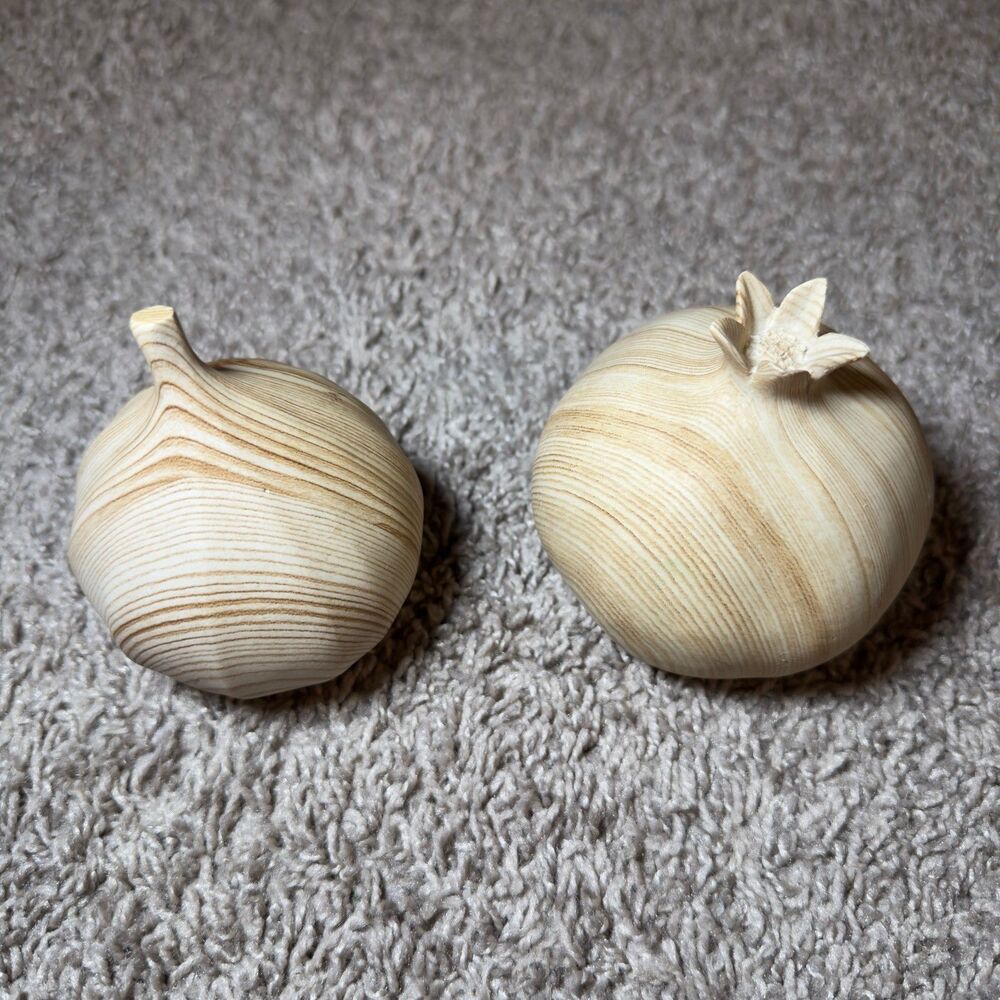 Target Wooden Fruit Pomegranate Onion 4" Display Bowl Decor 2015 Figural NWT